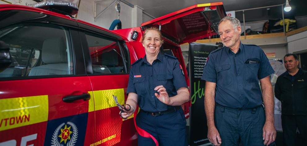 Arrowtown’s newest volunteer firefighter Sam McKeown and its longest serving firefighter Mark...