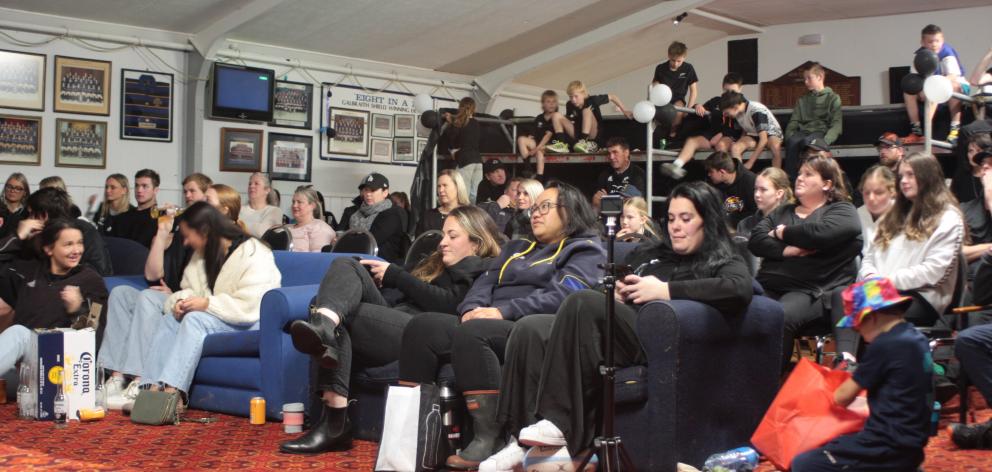 The crowd at the Ethan de Groot's home turf at the Invercargill Blues Rugby Clubrooms watched the...