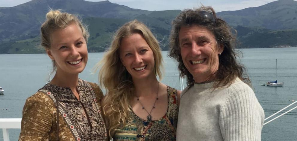 Andrew Milne with his twin daughters Alice and Sorrel O'Connell-Milne. Photo: Supplied