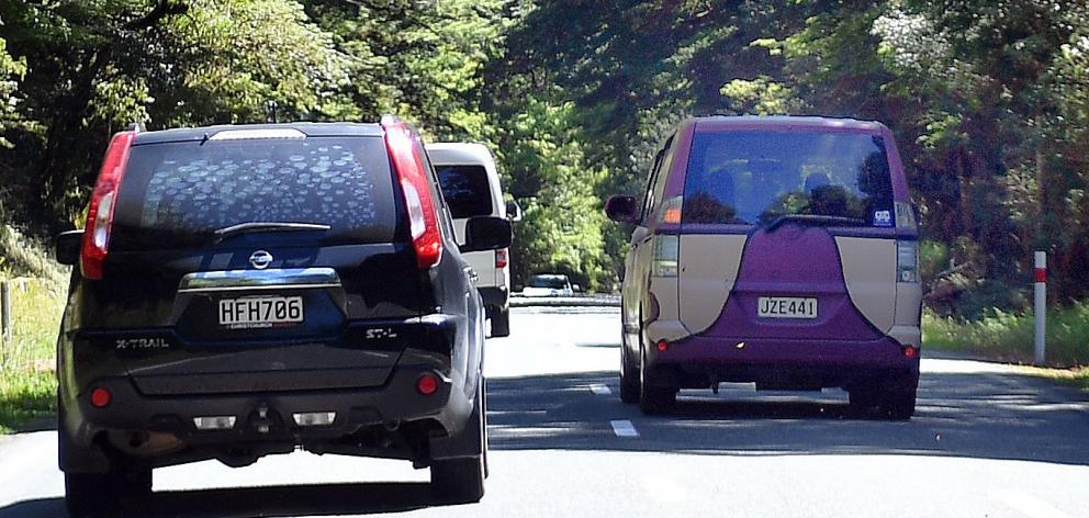 Australian tourist Joel Anderson overtakes, before a brow and with oncoming traffic. PHOTO: JANE...