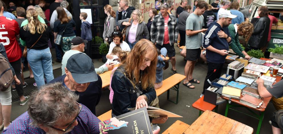 Punters hunt for a bargain at the Dunedin Record and Pop Culture Fair at the Steamer Basin...