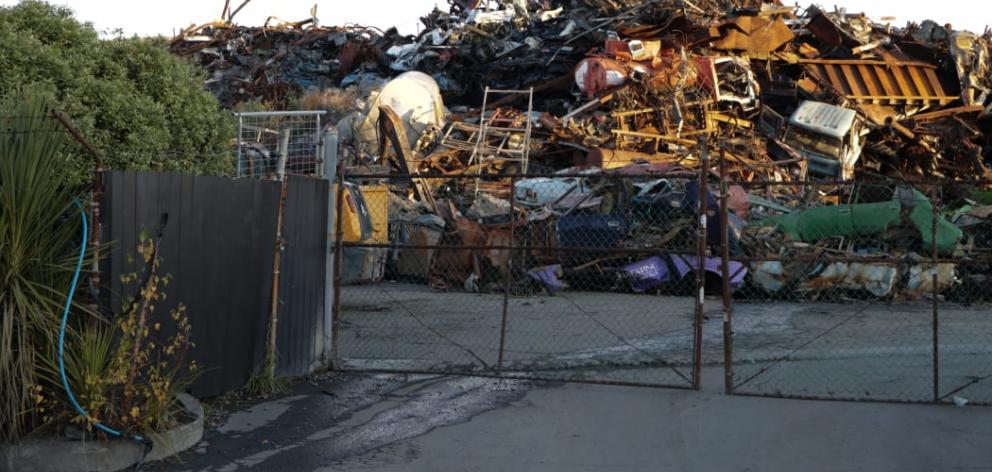 Scrap metal piled up at the National Steel yard in Woolston. Photo: Supplied/ Phoebe Utteridge