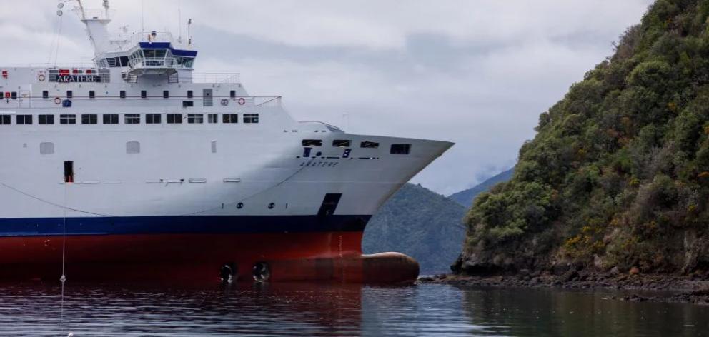 The Aratere ran aground last month near Picton. Photo: RNZ / Angus Dreaver