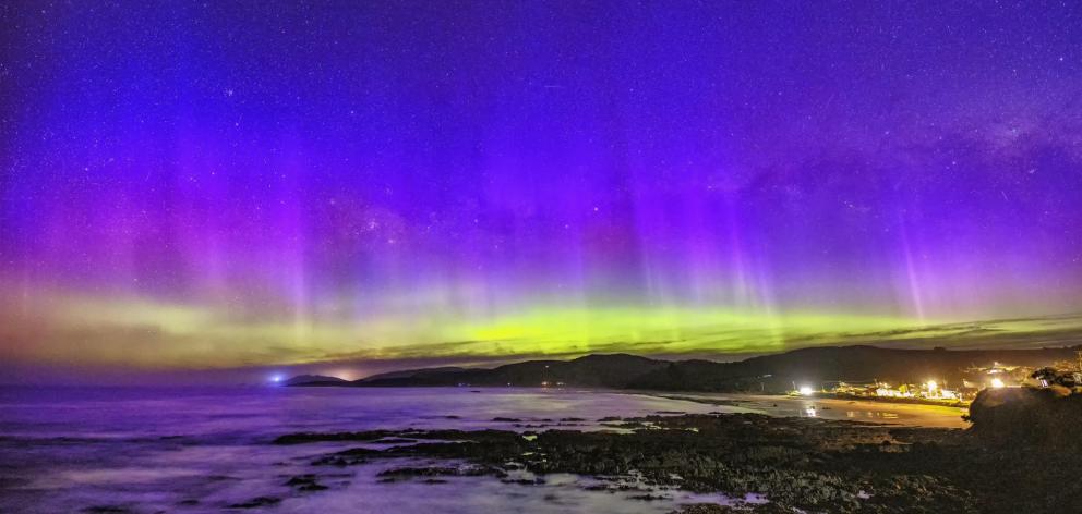 The aurora australis captured in the Catlins at Kaka Point. A  community group is calling for the...