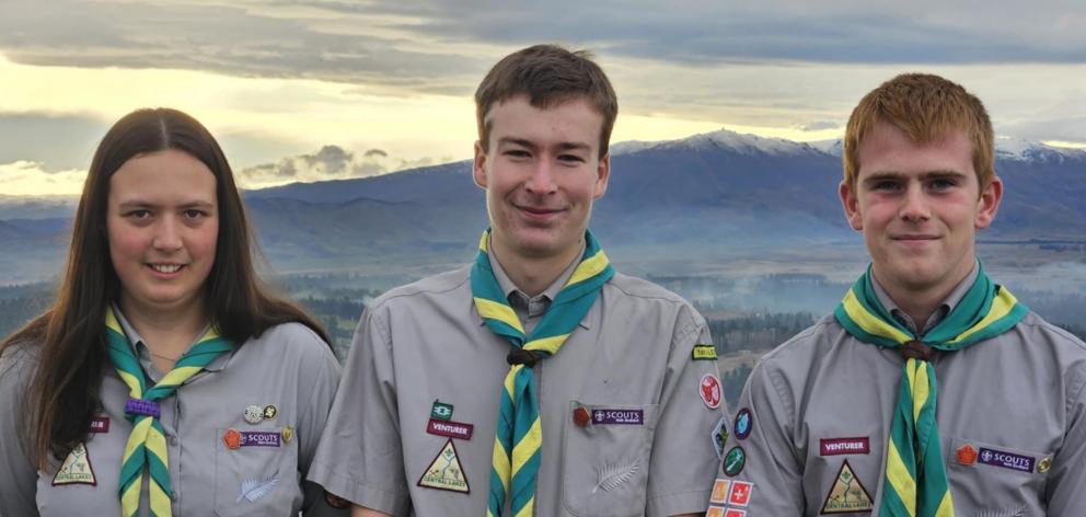 Alexandra Venturer Scouts (from left) Amy Pearson, 18, Connor McDowall, 19, and James Avenell, 17...