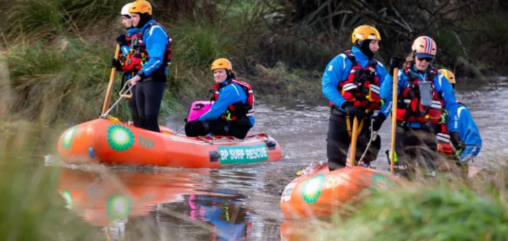 Police search the Halswell River in Greenpark after Yanfei Bao's disappearance. Photo: RNZ / Nate...