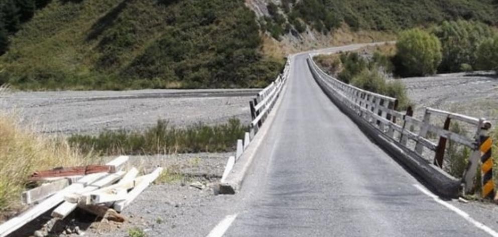 The Conway River bridge on Inland Rd, between Kaikōura and Waiau, in the Hurunui district, is...