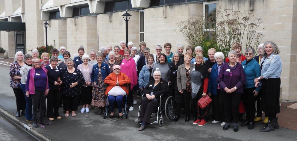 Former Oamaru Nurses’ Home residents gather outside the Brydone Hotel following their reunion...