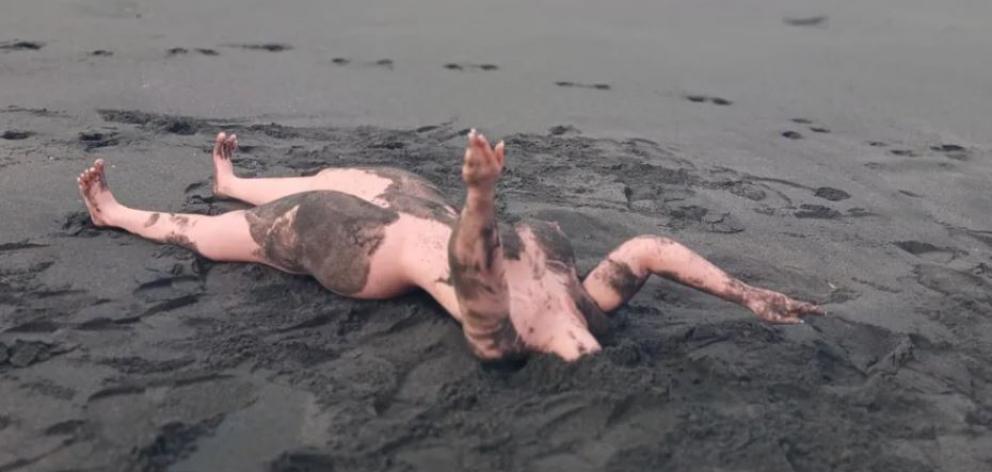 A headless sex doll inexplicably found on Tapuae Beach, Taranaki. Photo: Alice Cowdrey / Supplied