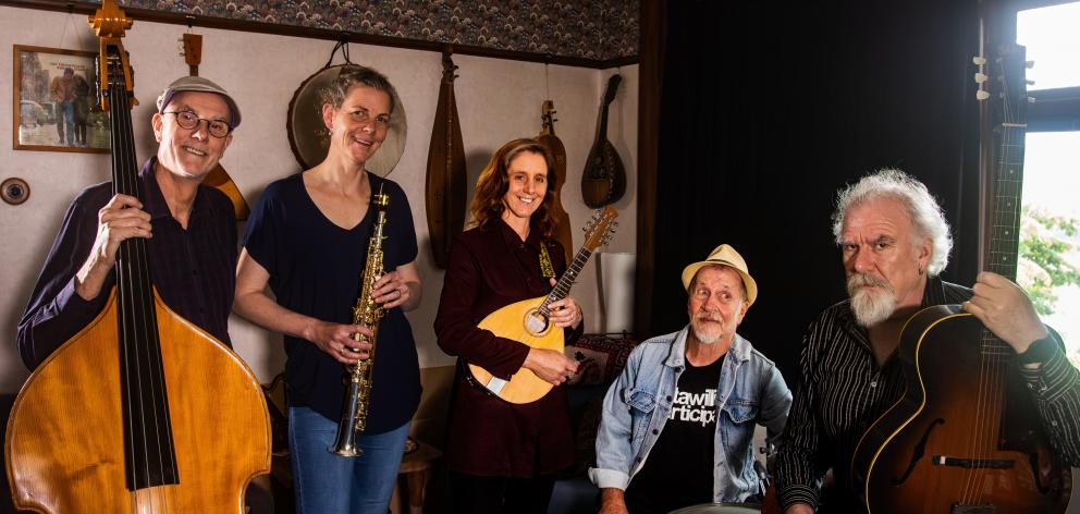 Dunedin-based band Skin & Bone, (from left) John Dodd, Emily Sterk, Anna Bowen, Steve Hudson and...