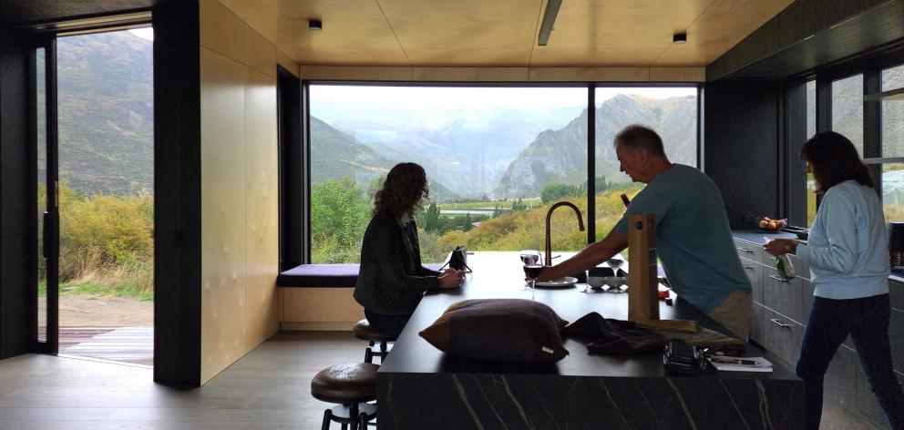 The kitchen has a view of Nevis Bluff and the valley beyond. PHOTO: ANNA-MARIE CHIN