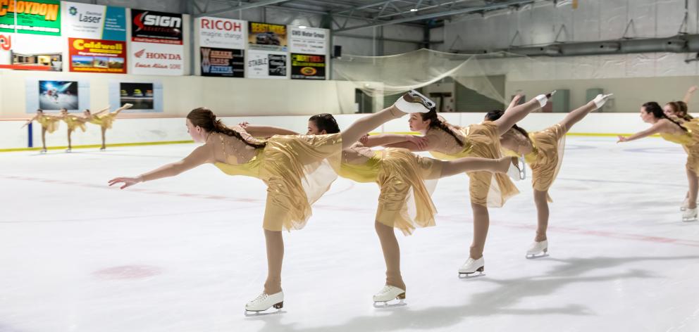 Dunedin synchronised skating team Cutting Edge competing to 'Simply the Best', by Tina Turner, at...