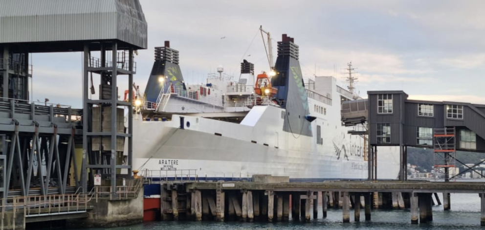 The Aratere berthed in Wellington this afternoon. Photo: RNZ 