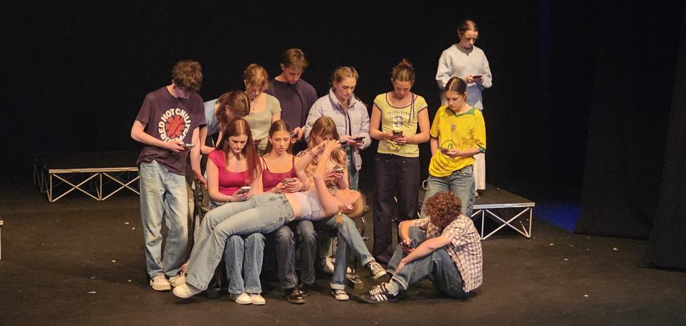 Mt Aspiring College students perform their devised piece Elephant Talk. PHOTOS: CONNOR HALEY