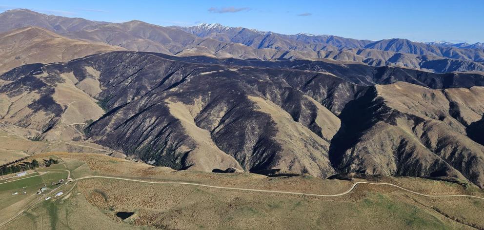 Blackened ground remains in North Otago after a large vegetation fire burned through the Tokarahi...