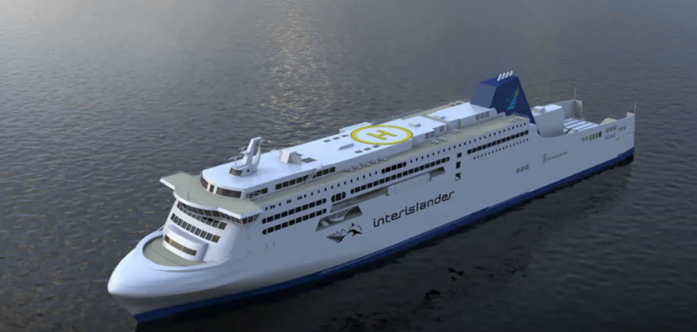 A digital image of a new Interislander ferry to be built by Hyundai Mipo Dockyard. Photo:...