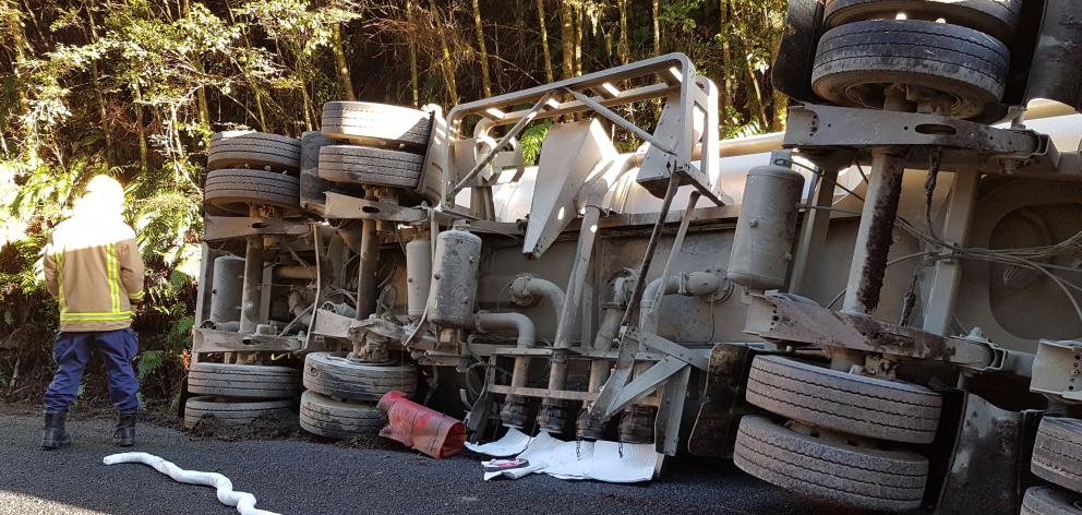 The crash blocked SH6 between Haast Pass-Makaroa Rd and Marks Rd for most of the day. Photo:...