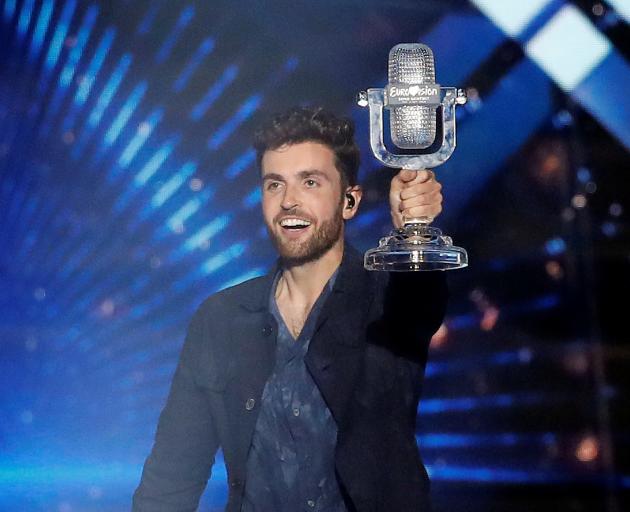 Duncan Laurence celebrates his win at the contest in Tel Aviv. Photo: Reuers 
