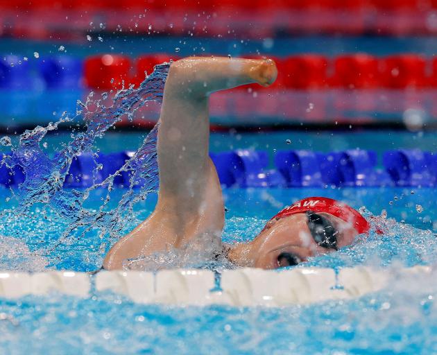 British swimmer Toni Shaw competes in the frestyle S9 heats