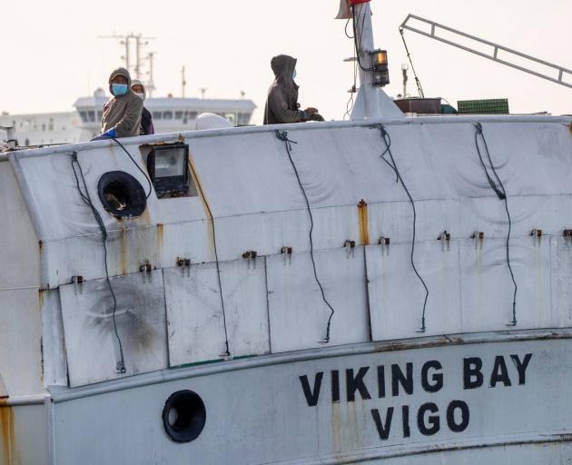 Crew members on board the Viking Bay fishing vessel. Photo: Mark Mitchell