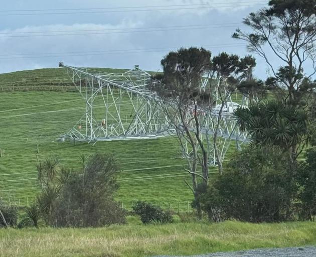 Northland lost power after a tower fell near Kumeu. Photo: Kawakawa Electrical Ltd 