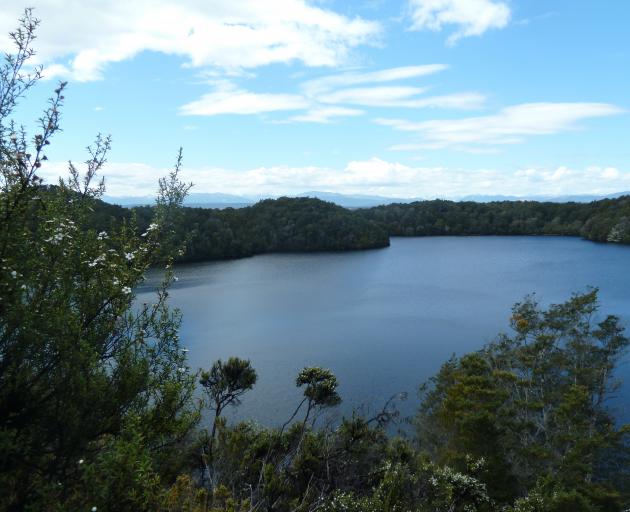 View from the cliff above Lake Te Wai o Pani. PHOTO: ALINA SUCHANSKI
