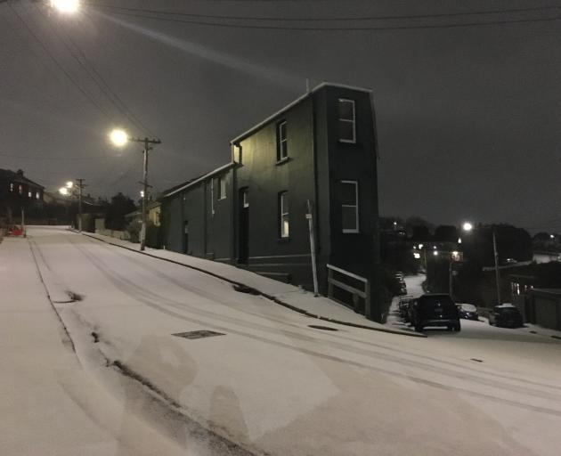 A hailstorm leaves the streets of Mornington covered in ice just before 8pm on Monday evening....