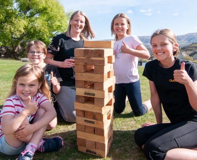 Newly-elected Central Otago District councillor Sarah Browne celebrates her win with a game of...