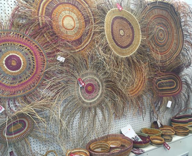 Baskets and weaving are on display at Provenance Arts, in Darwin. 