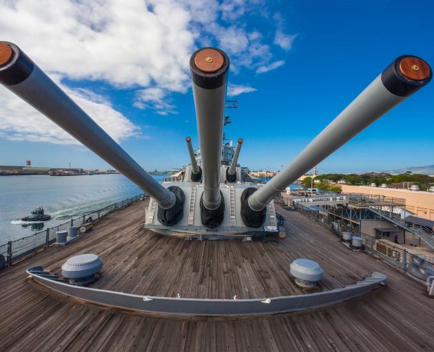 The USS Missouri's 50-calibre guns. PHOTO: PEARL HARBOUR HISTORIC SITES 