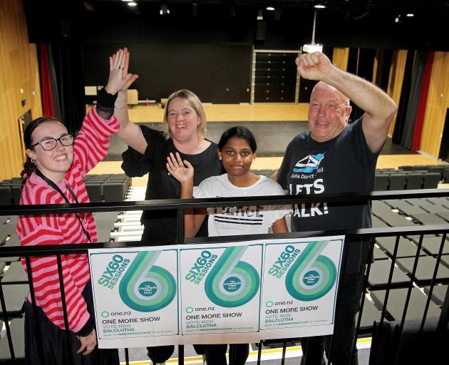 Celebrating a victorious vote to bring Six60 to Te Pou ō Mata-Au (TPŌMA) centre in Balclutha are ...