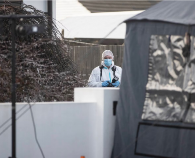 Police are carrying out a forensic examination of a property on Trevor St, Hornby. Photo: NZ Herald