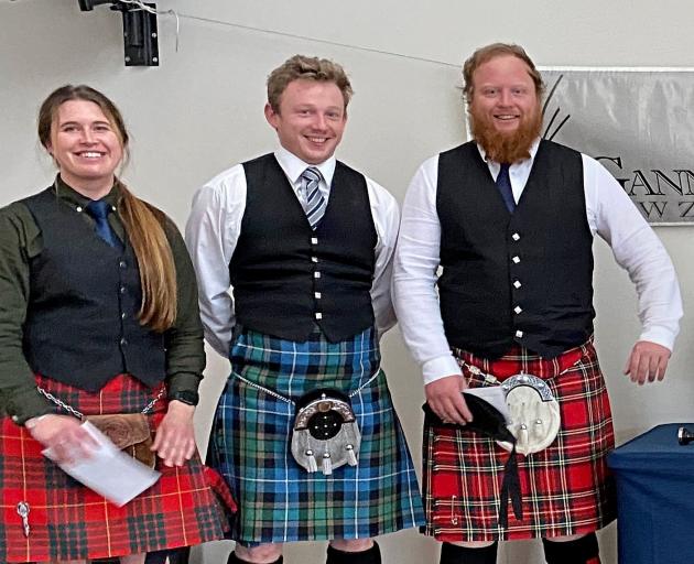 Sam Darling (centre) was the winner of Grade B piping competition from Morgan Tabuteau (left) and...