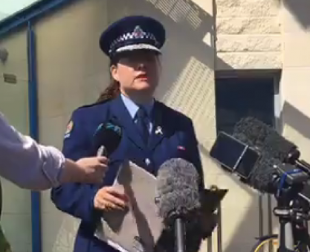 Superintendent Tusha Penny speaking to media this afternoon. Image: NZ Herald