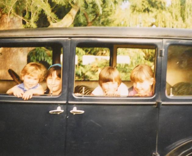 The four Lambie daughters in their younger years in an early Dodge. The farming family has a...