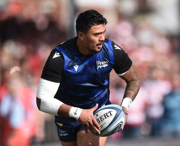 Denny Solomona, who has joined the Highlanders, in action for the Sale Sharks in England last...