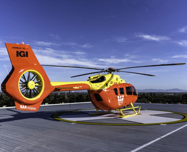 The Westpac Rescue Helicopter lands at the Waipapa hospital helipad. Photo: Supplied