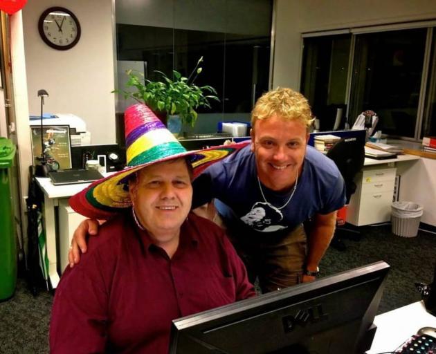 Bruce Russell with fellow ZB broadcaster Tim Roxborogh. Photo: Tim Roxborogh