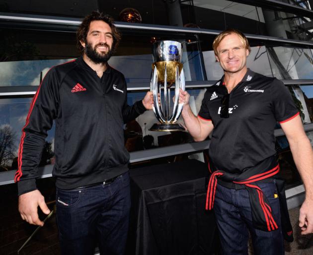 Sam Whitelock and Scott Robertson. Photo: Getty Images