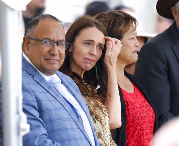 Prime Minister Jacinda Ardern was tearful, sitting alongside Speaker Adrian Rurawhe, after being...