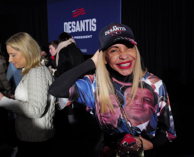 A Ron DeSantis supporter at the presidential hopeful's watch party in Iowa. Photo: Getty Images 