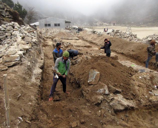 The five new Himalayan Trust-funded classrooms at Khumjung Secondary School in Nepal were built mainly by manual labour. PHOTO: HIMALAYAN TRUST