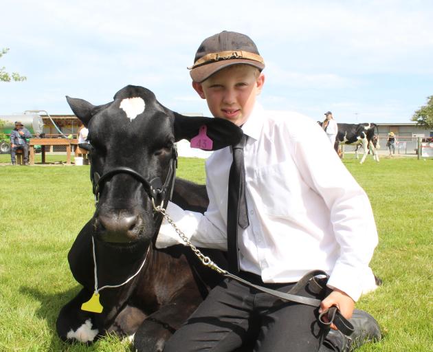 Jake Eden, of Balfour, with Holstein Friesian Becky.

