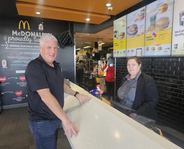 McDonald's Rolleston manager Kerri Vickery with store franchisee Dave Whalley. PHOTO: DANIEL ALVEY