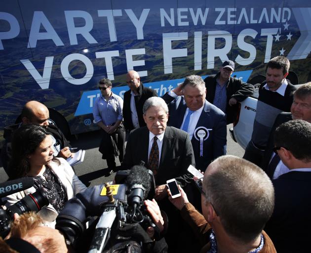 Winston Peters at the Northland Club, Porowini Ave, speaks to media and Northland Forestry representatives. PHOTO: THE NORTHERN ADVOCATE