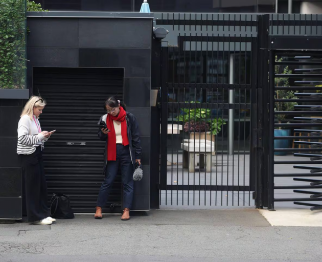 News media outside the TVNZ building. Photo / Jason Oxenham