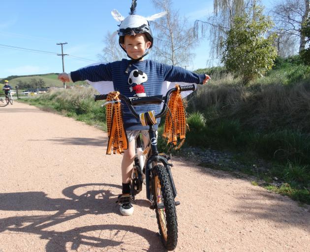 Marlow Kruskopf (5), of Oamaru, at Art on Bikes at Weston yesterday. PHOTO: DANIEL BIRCHFIELD 
...