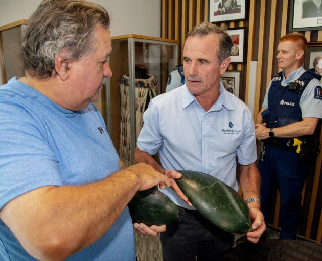 Ngai Tahu master carver Fayne Robinson and general manager of Hanmer Springs Thermal Pools and...