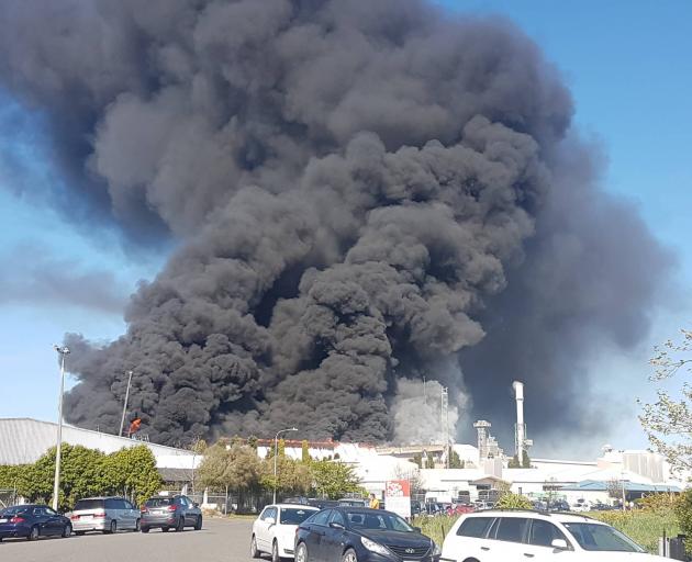 A fire broke out at the Ravensdown fertiliser facility in Christchurch in October 2018. Photo:...