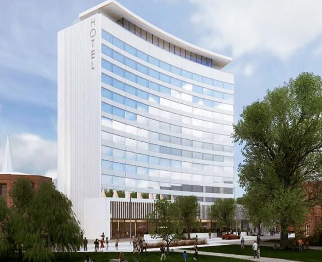 An artist's impression of the restored 14-storey former Rydges Hotel. Photo: Supplied